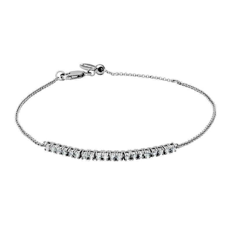 Sterling Silver White Topaz Adjustable Bracelet