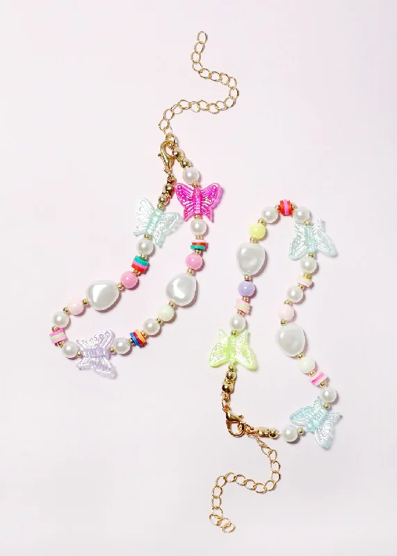 Y2K Butterfly and Pearls Bracelet